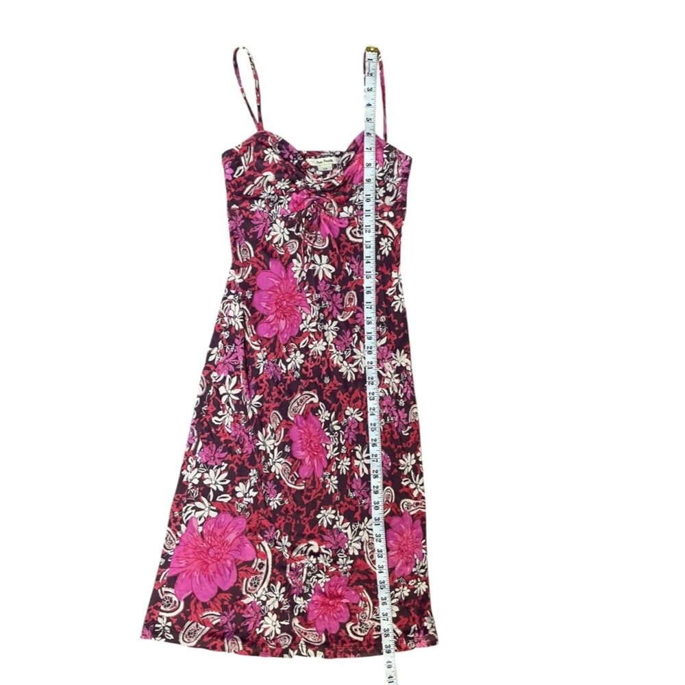 Free People floral midi dress ruched bust strappy slip boho S - Picture 6 of 6